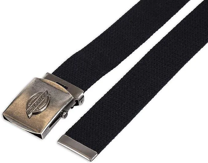 1 1/4 Cotton Web Belt with Military Logo Buckle - Black