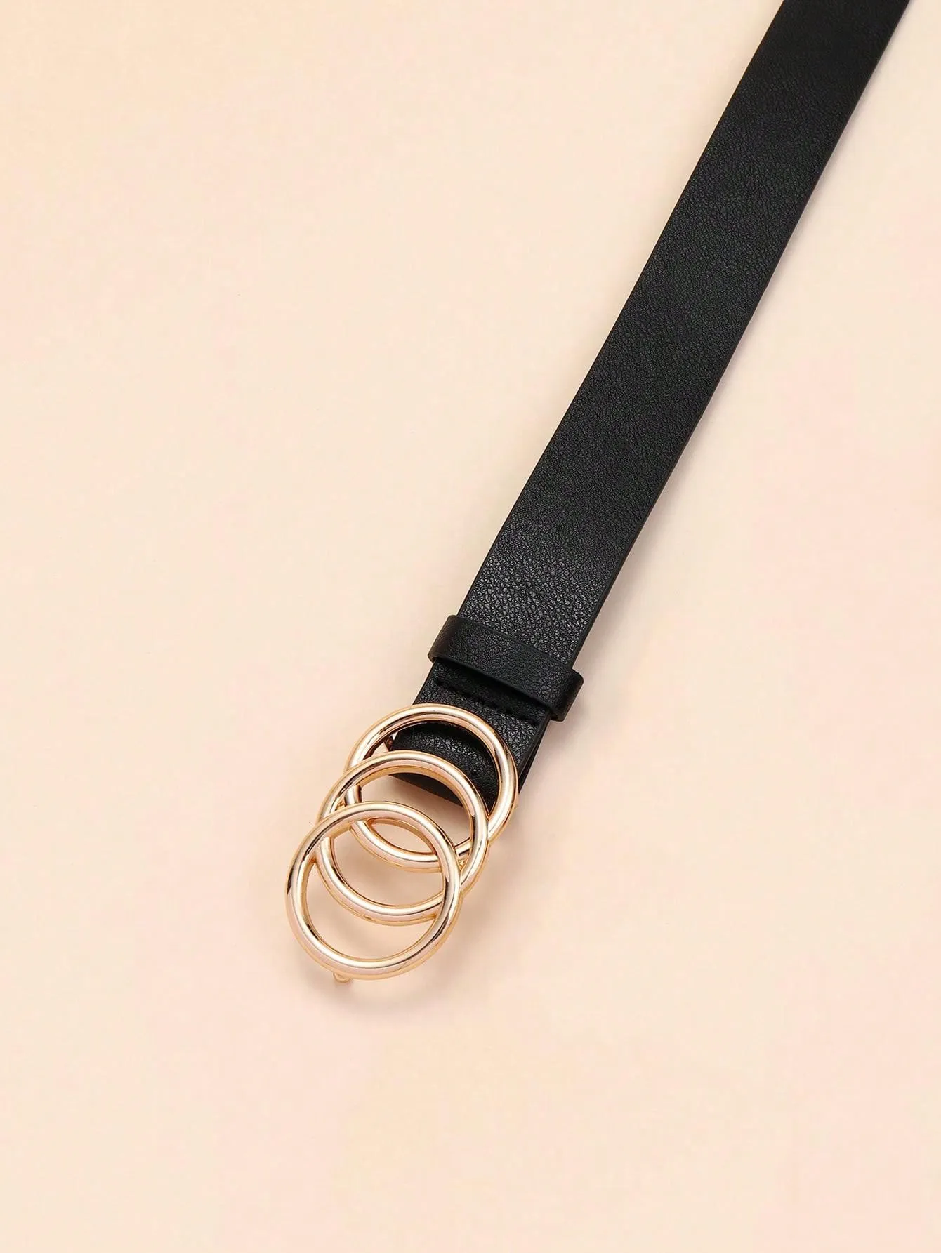 1pc Pu Three-Ring Belt With Alloy Buckle Decor For Women, Trendy All-Match Belt