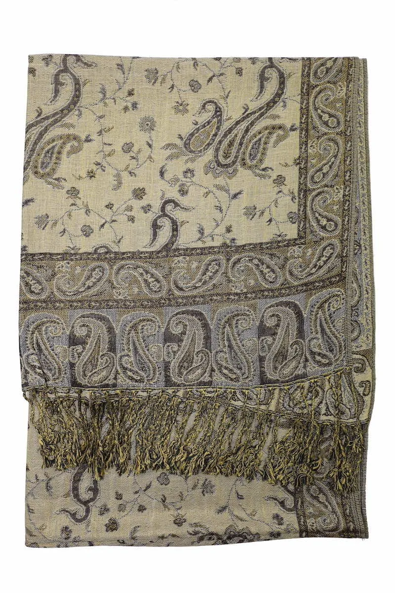 Achillea Mocha Reversible Paisley Pashmina