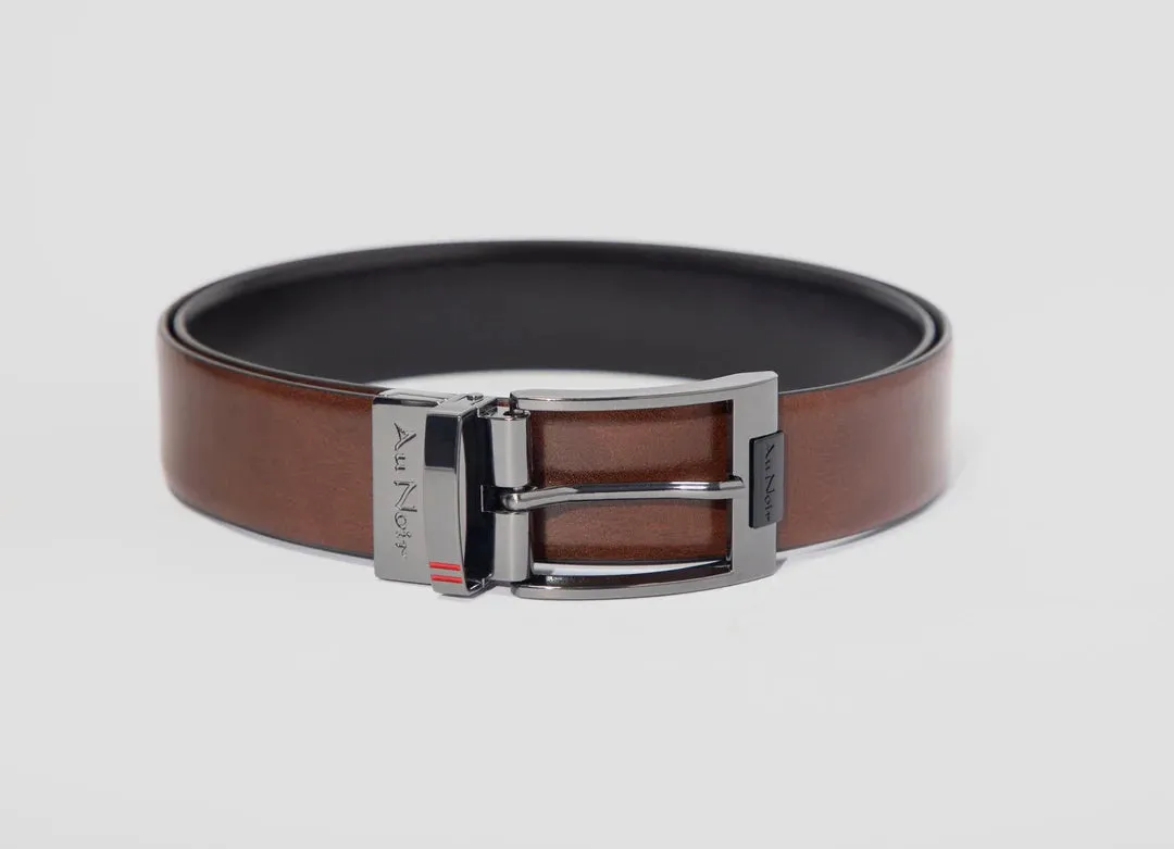 AU NOIR Reversible Belt | Desoto Gunmetal, Black-Brown