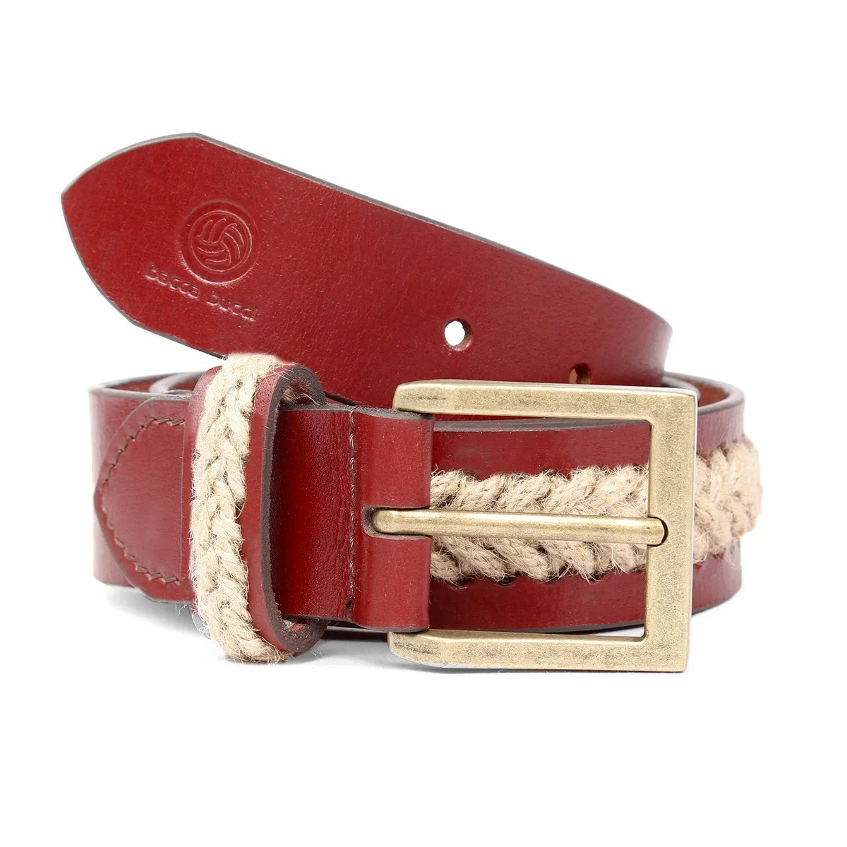 Bacca Bucci Upgraded Braided Genuine leather Belt With natural Jute