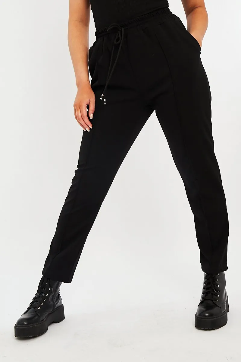 Black Piping Detail Woven Trouser - Laila