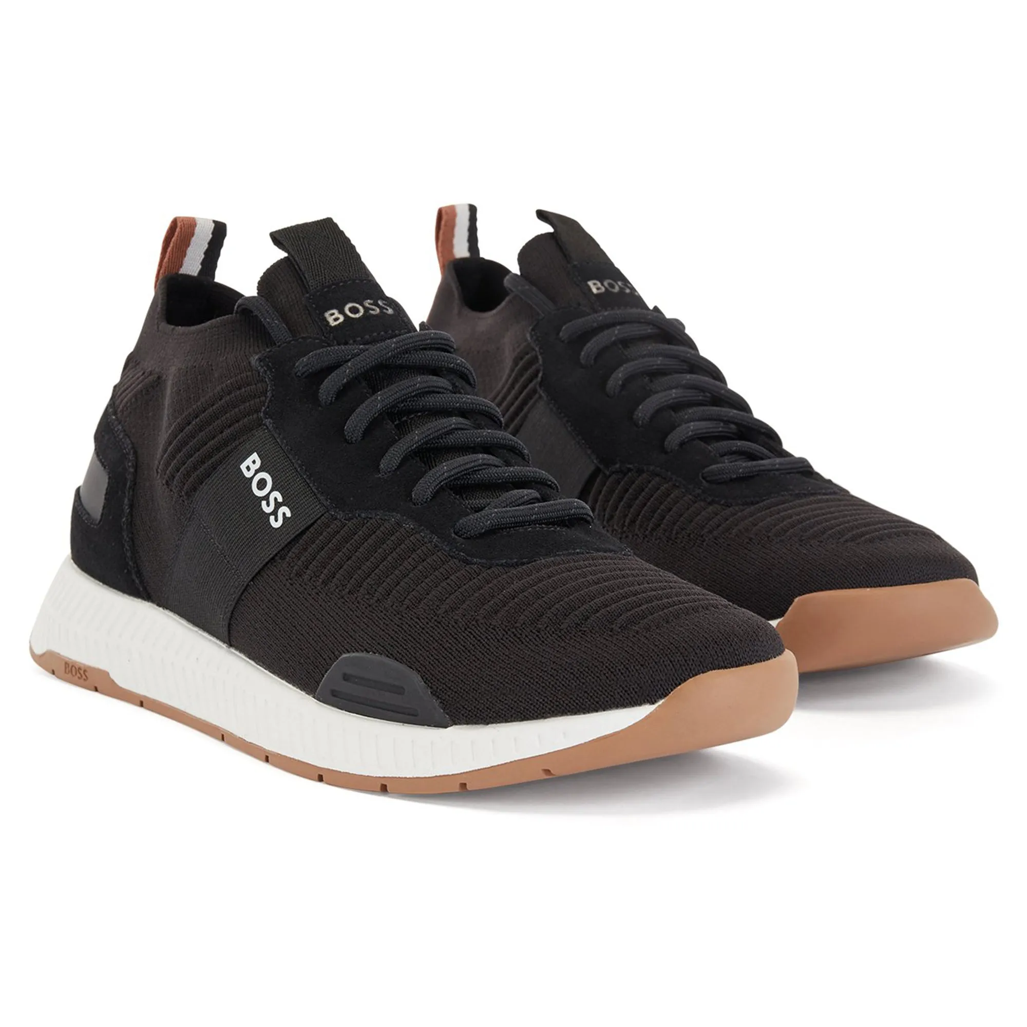 Boss Titanium Knit Runner KNSTA Trainers  - Black/White/Gum