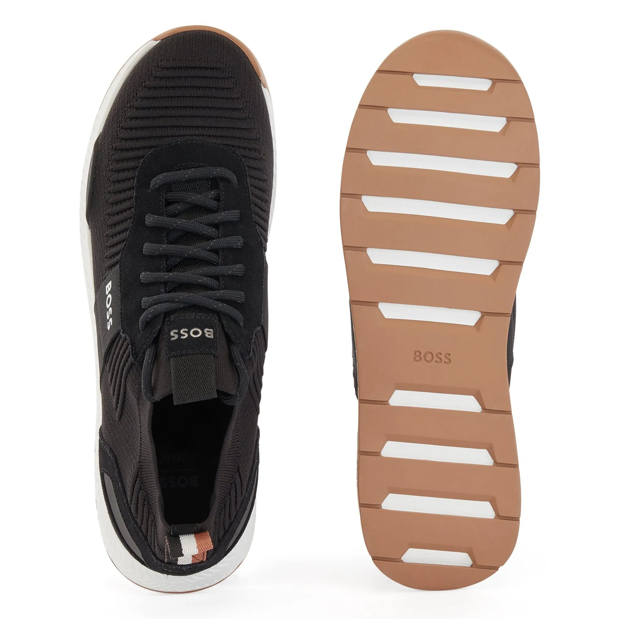 Boss Titanium Knit Runner KNSTA Trainers  - Black/White/Gum