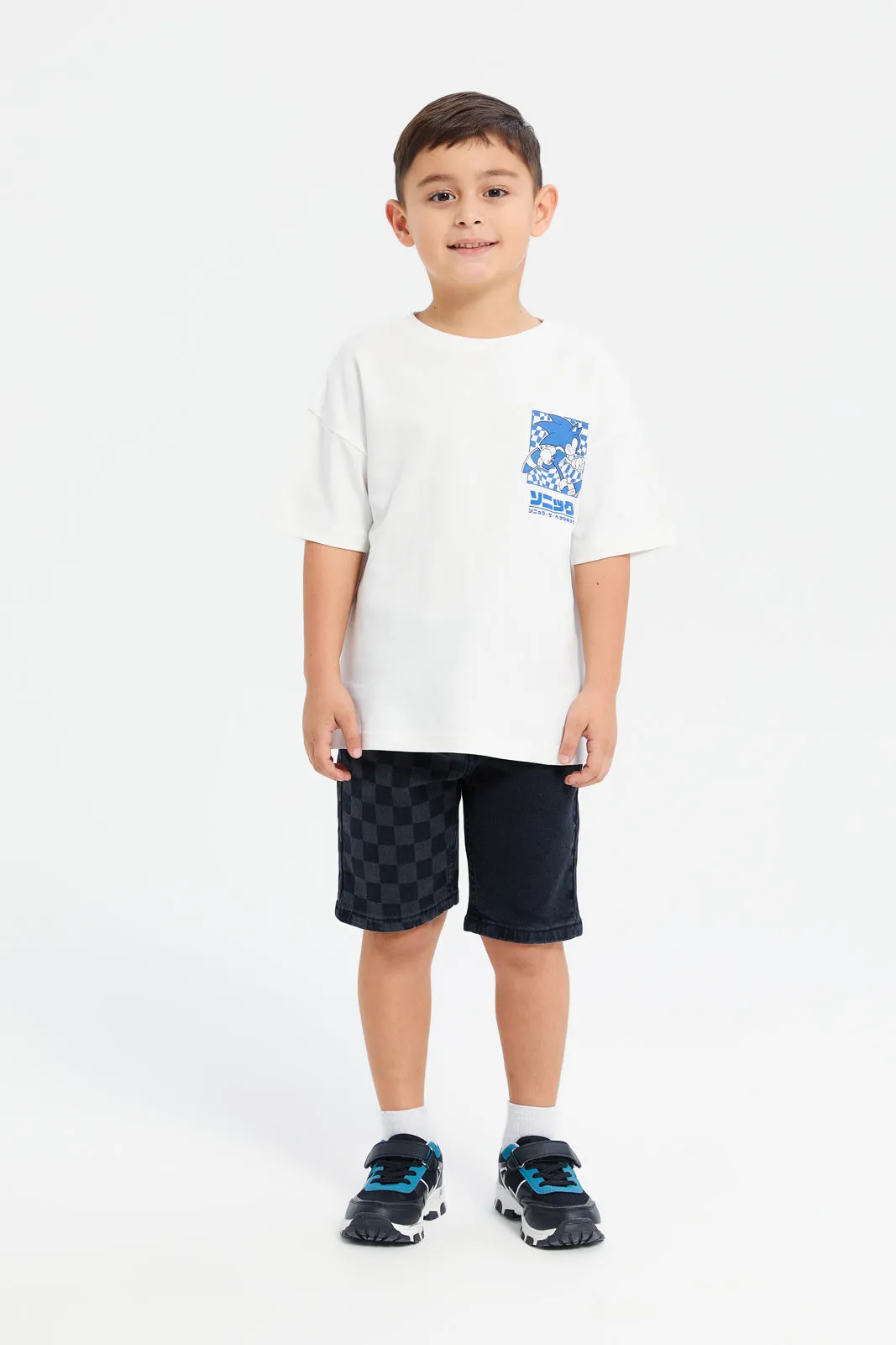 Boys Black Printed 5 Pocket Short