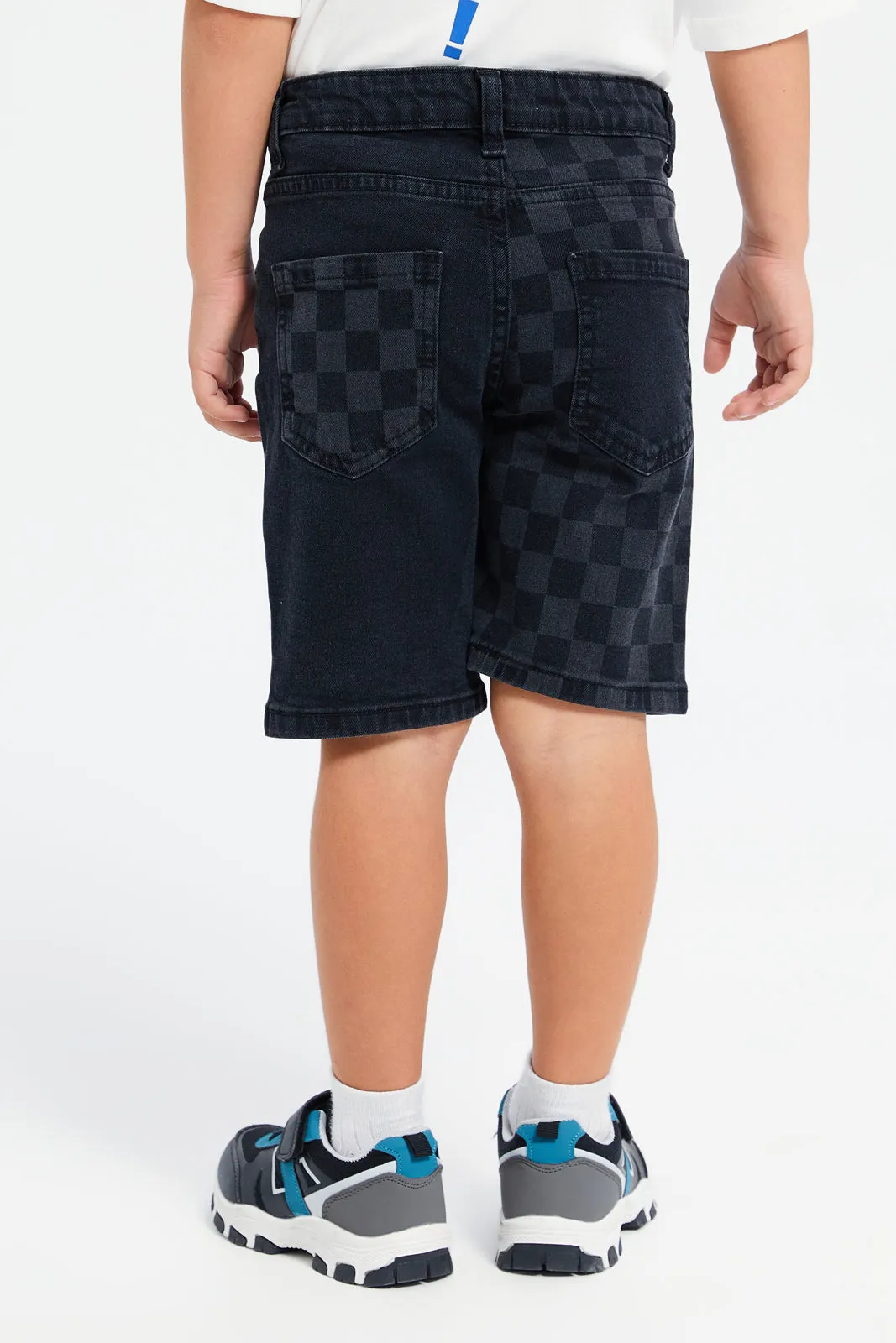 Boys Black Printed 5 Pocket Short