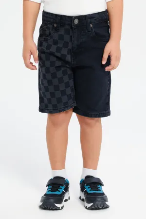 Boys Black Printed 5 Pocket Short