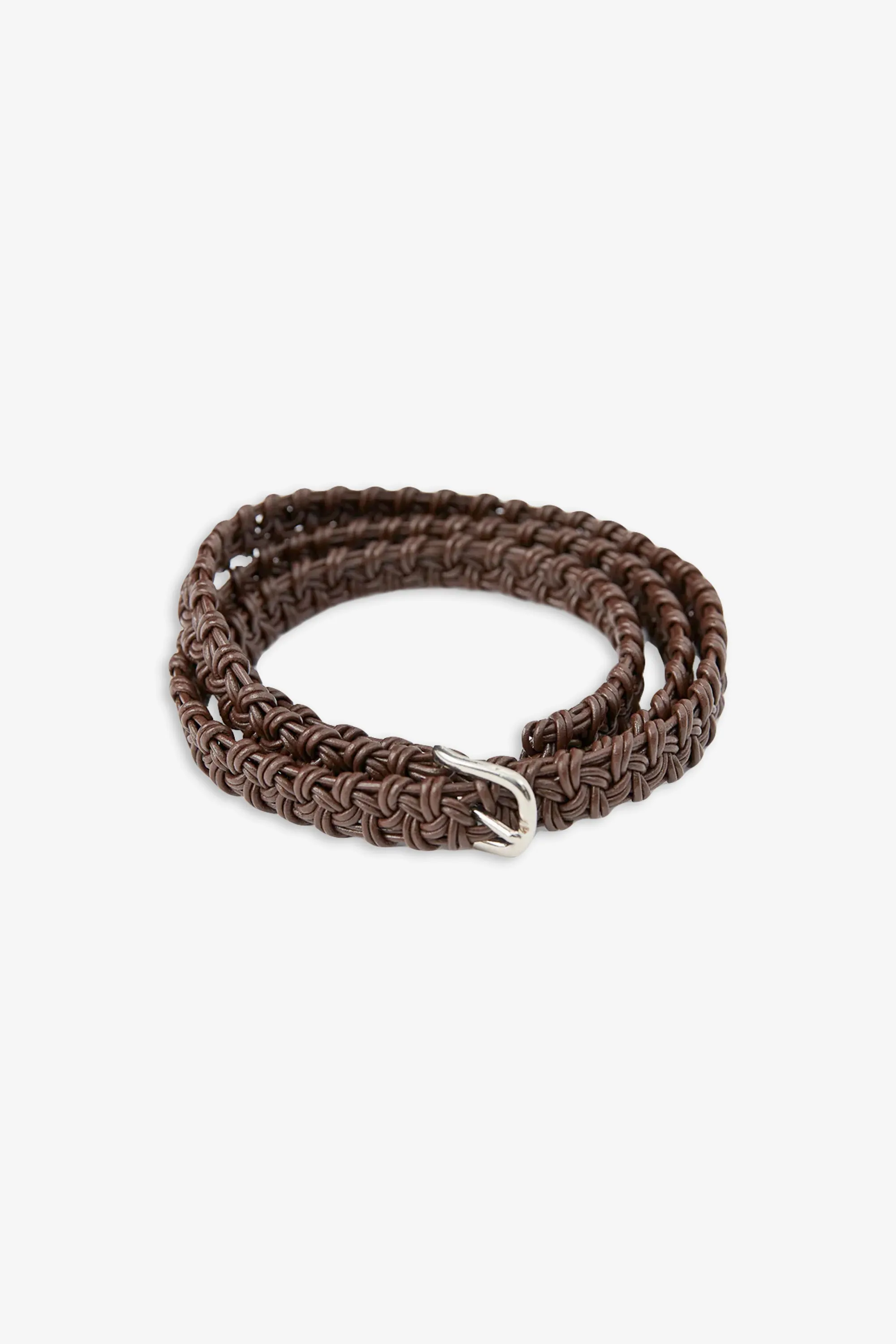 Braided Leather Belt Chocolate Brown