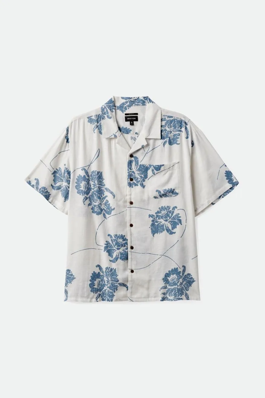 Bunker Slub S/S Woven Shirt - Off White/Dusty Blue