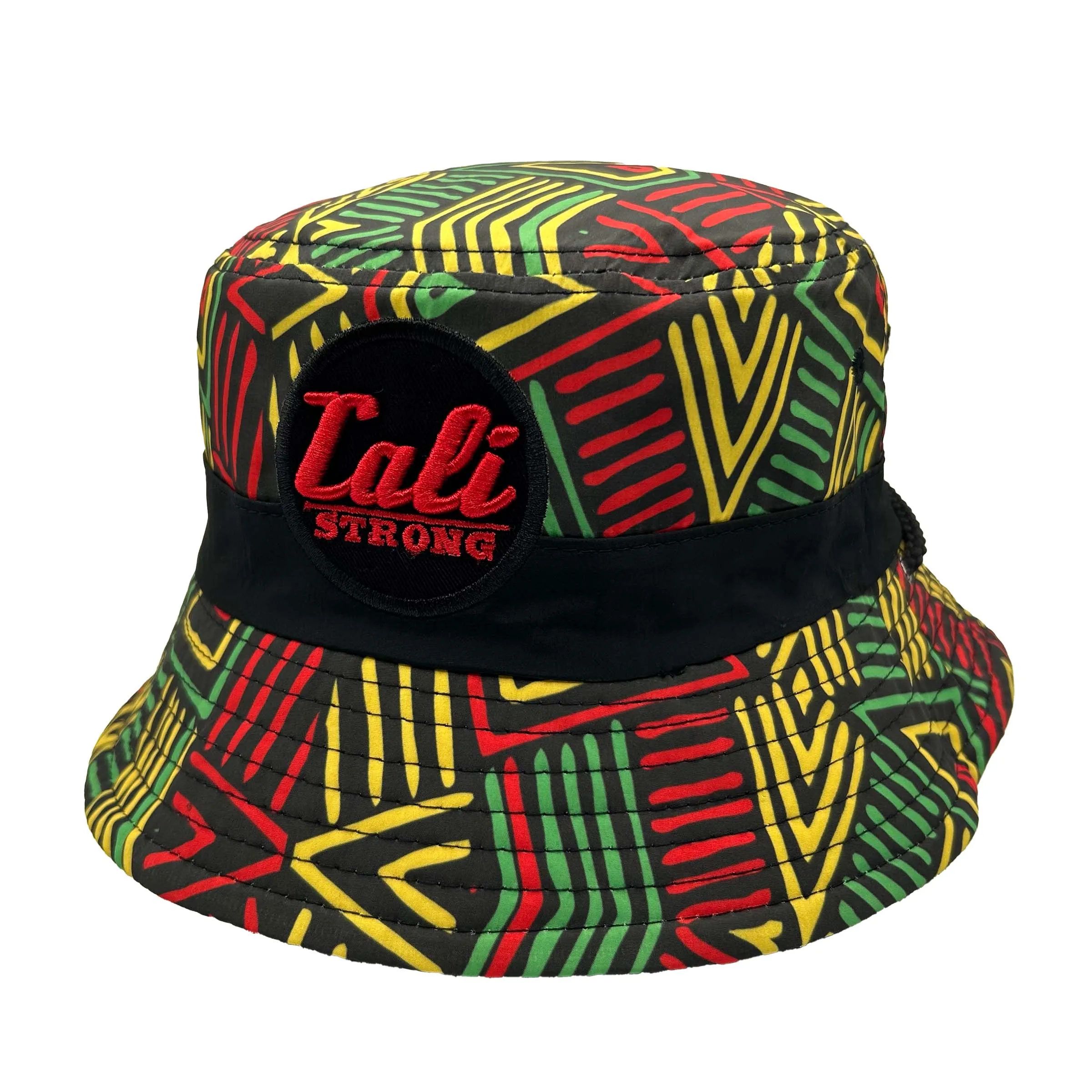 CALI Strong Lord Rasta Reversible Tribal Black Bucket Hat Tactical Morale Patch