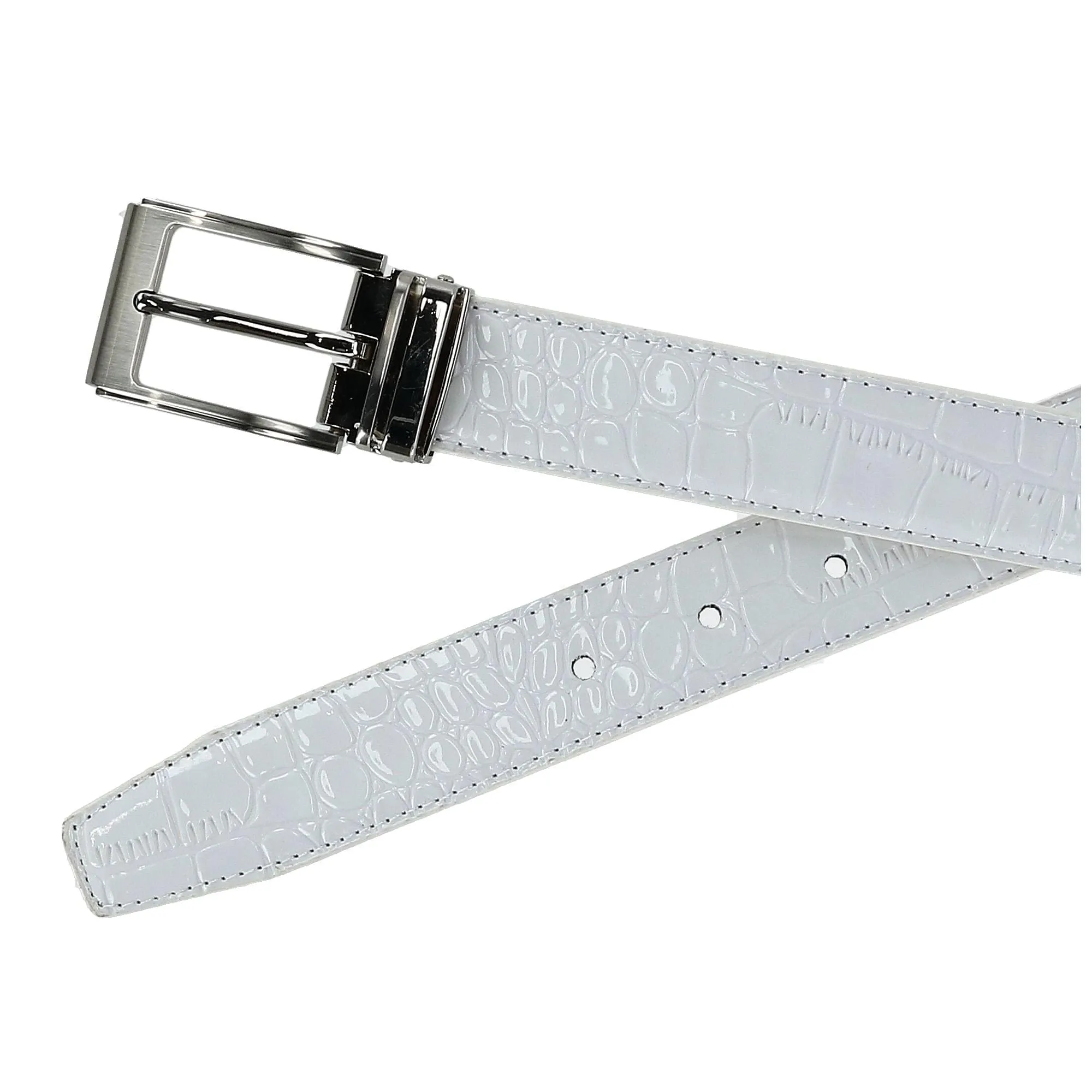 CTM® Leather Croc Print Dress Belt with Clamp On Buckle