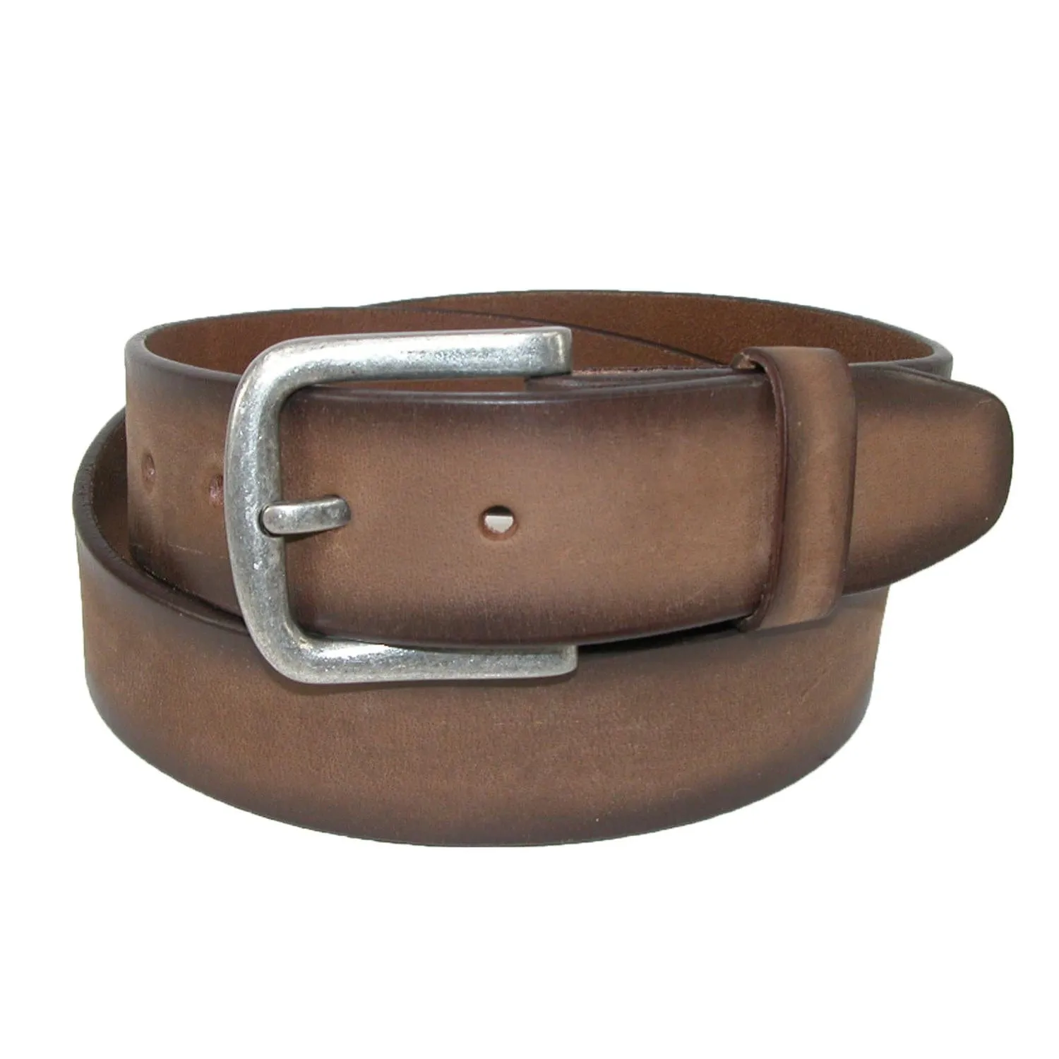 CTM® Men's Burnished Leather Bridle Belt with Removable Buckle