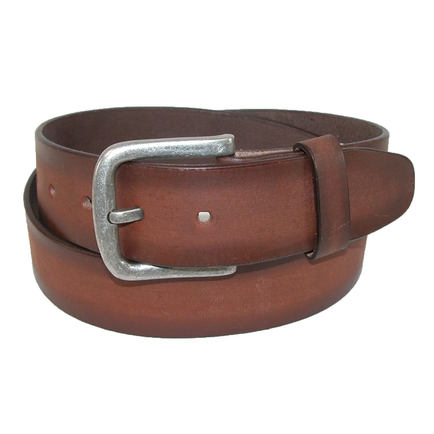 CTM® Men's Burnished Leather Bridle Belt with Removable Buckle