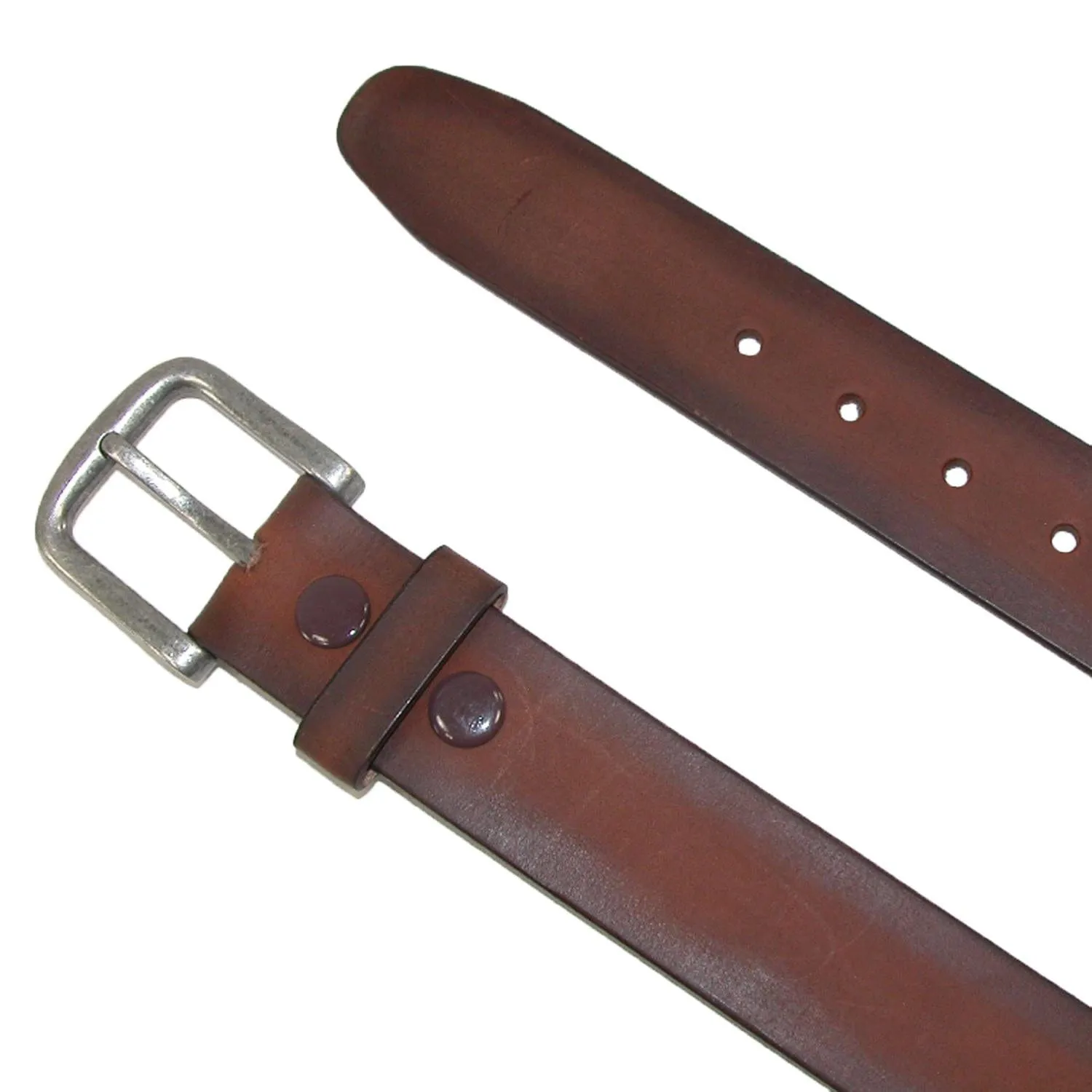 CTM® Men's Burnished Leather Bridle Belt with Removable Buckle