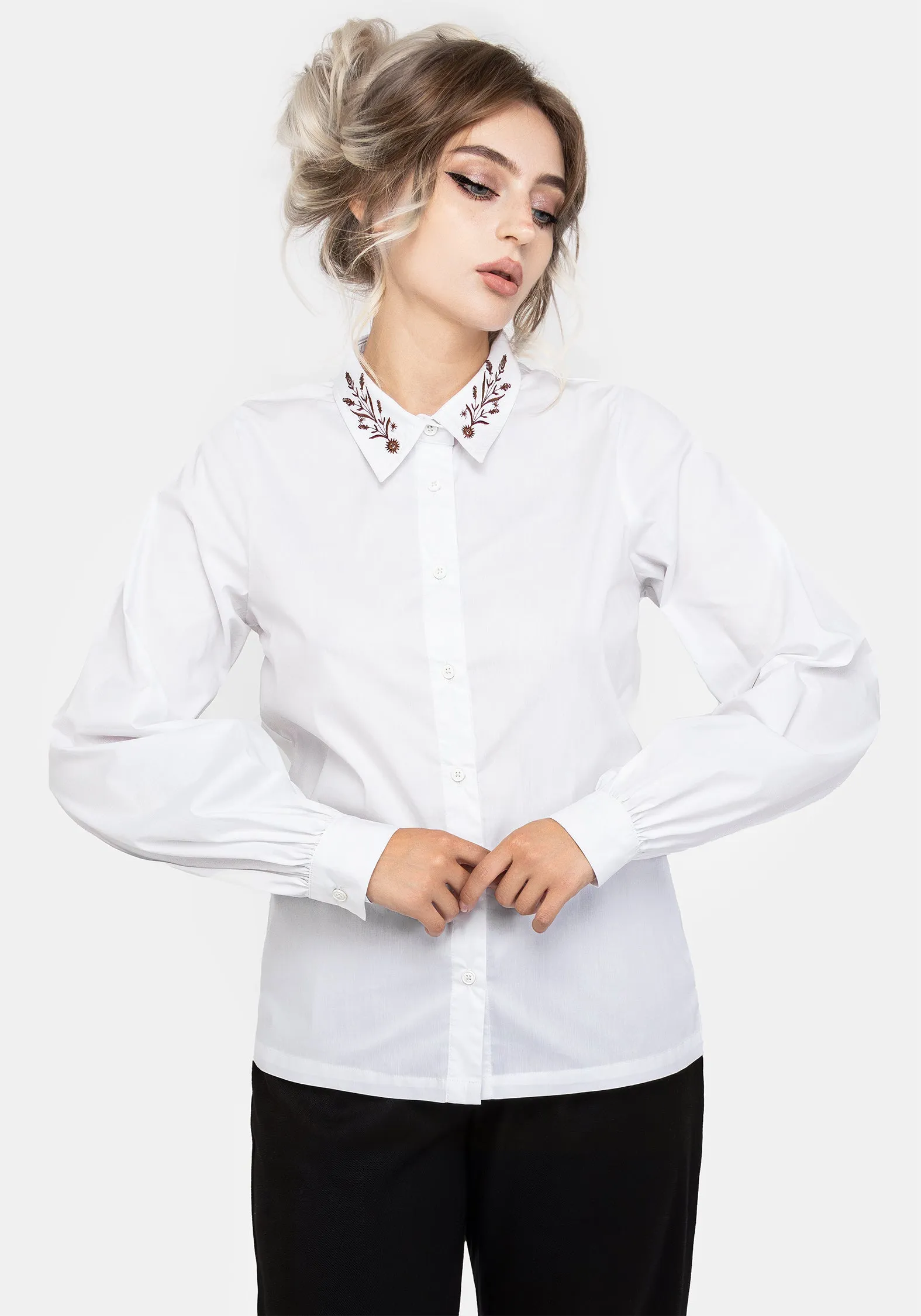 Womens Cybele Embroidered Casual Button-Up Shirt - Stylish & Comfortable