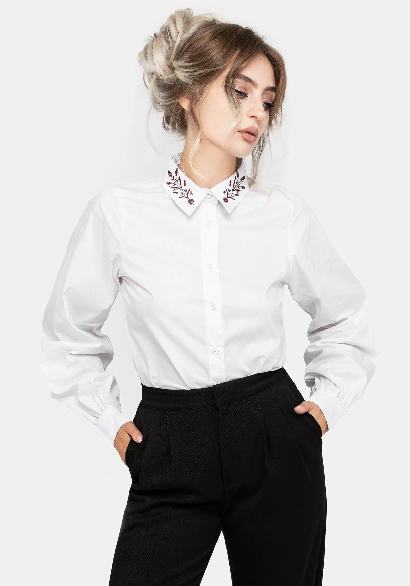 Womens Cybele Embroidered Casual Button-Up Shirt - Stylish & Comfortable