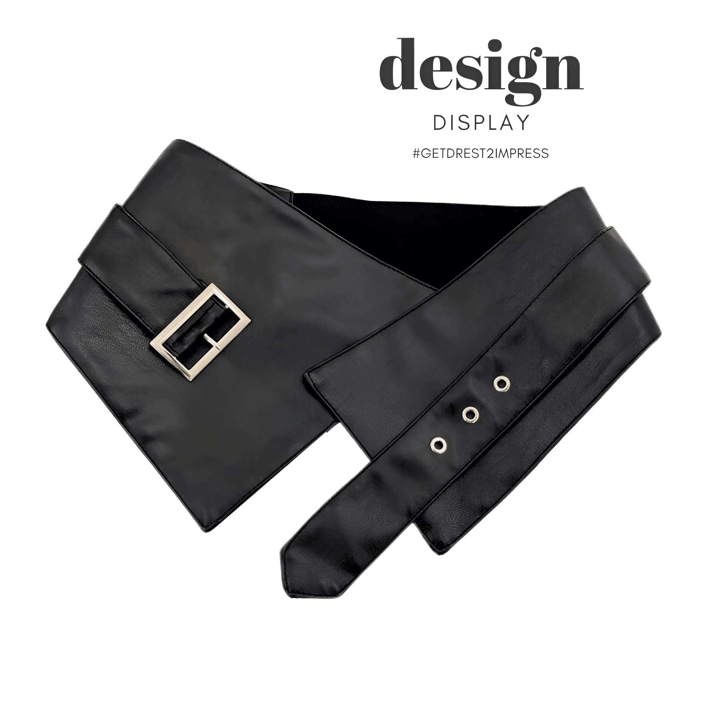 Elastic Black Leather Wide Corset Belt Women's