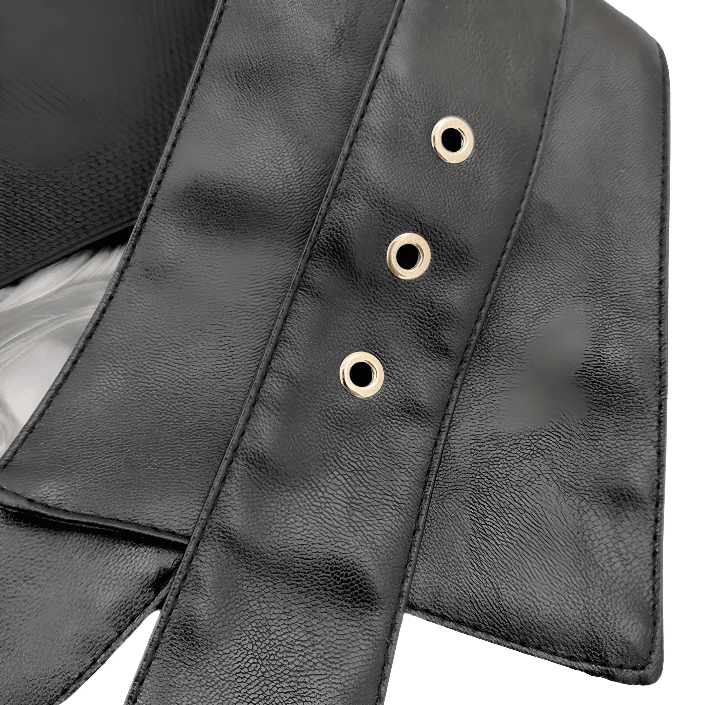 Elastic Black Leather Wide Corset Belt Women's