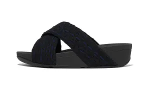 FitFlop Womens Lulu Geo Webbing Cross Slides Black Mix