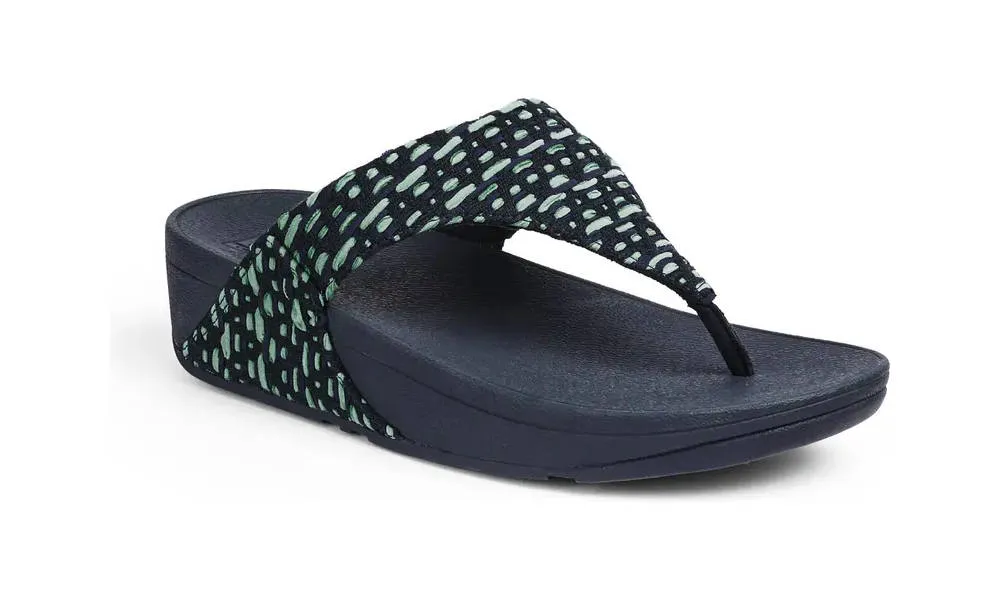 FitFlop Womens Lulu Geo Webbing Toe Post Midnight Navy Mix