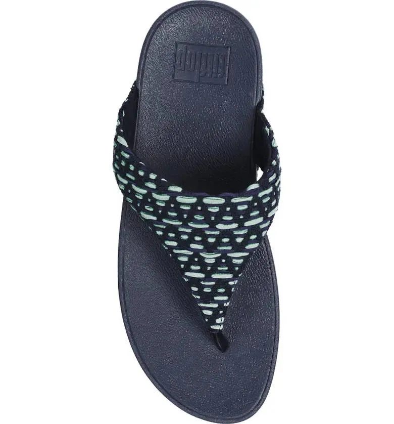 FitFlop Womens Lulu Geo Webbing Toe Post Midnight Navy Mix