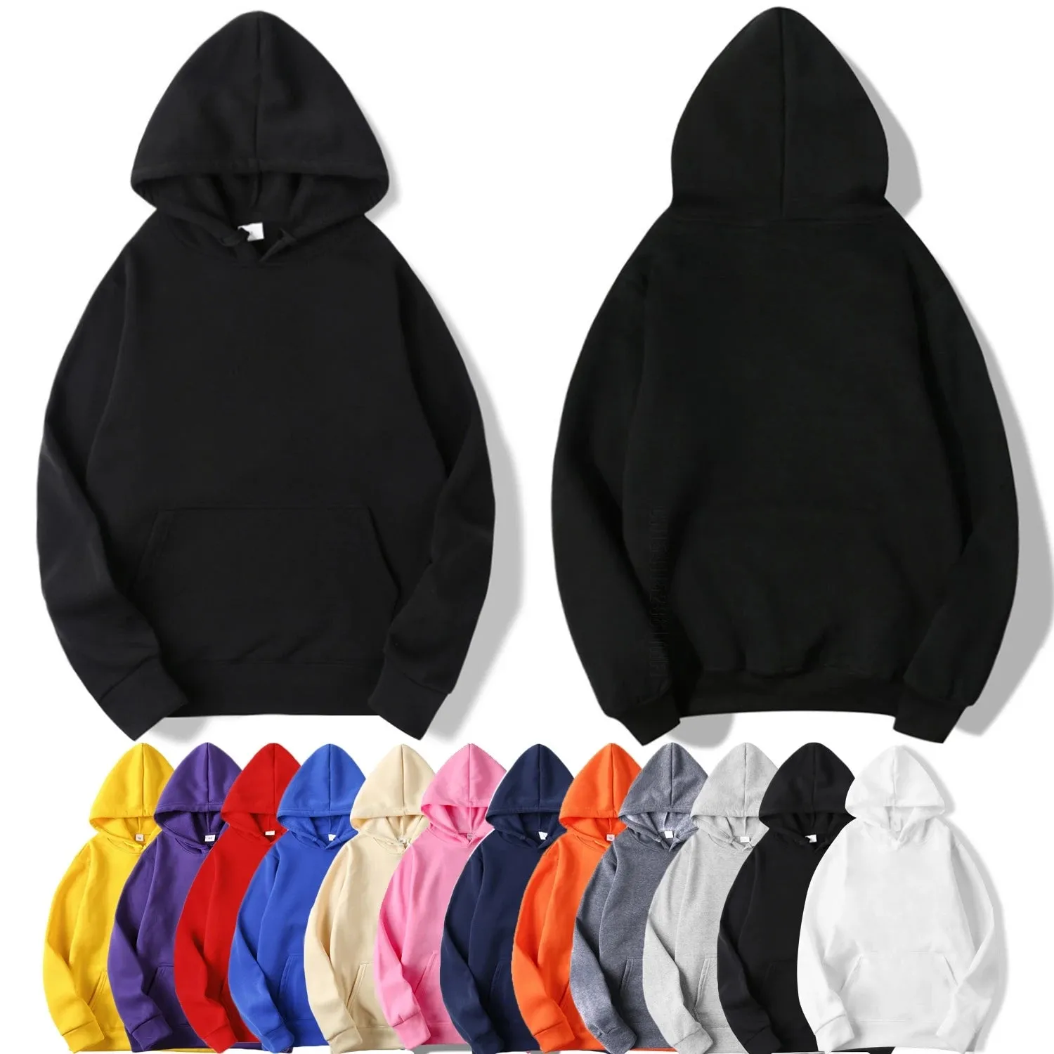 MC - New Security Solid Color Hoodie | Unisex Streetwear Casual Pullover | Trendy Hip Hop Hooded Top for Men & Women