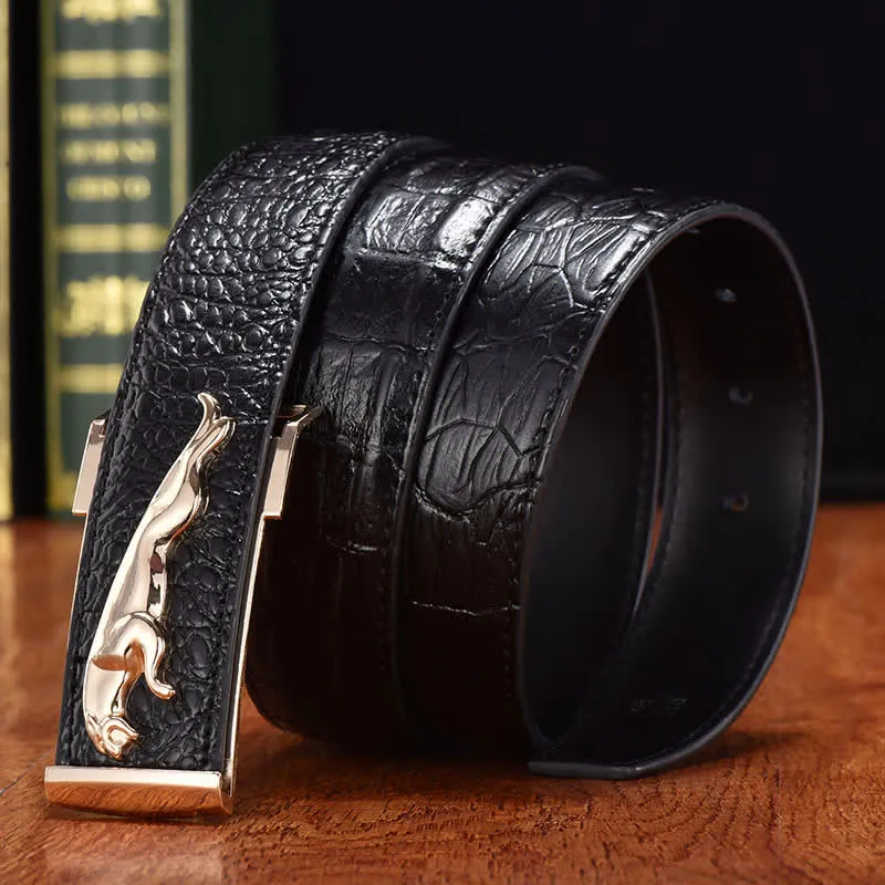 Men's Luxury Business Leopard Buckle Leather Belt