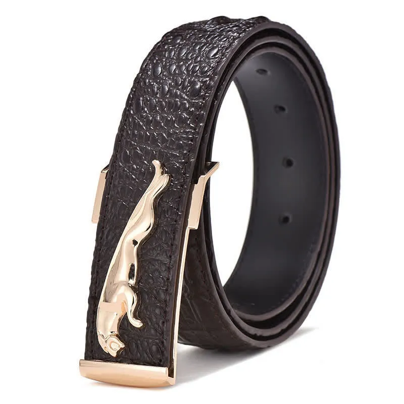 Men's Luxury Business Leopard Buckle Leather Belt