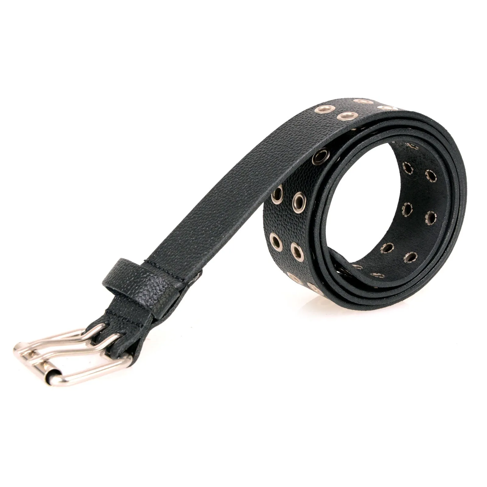 Milwaukee Leather MP7119 Men's Black Genuine Leather Grommet Detailing Nickel Buckle Belt for Motorcycle Rider