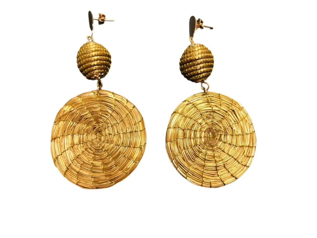 NEW - Golden Grass Globe and Mandala Earrings