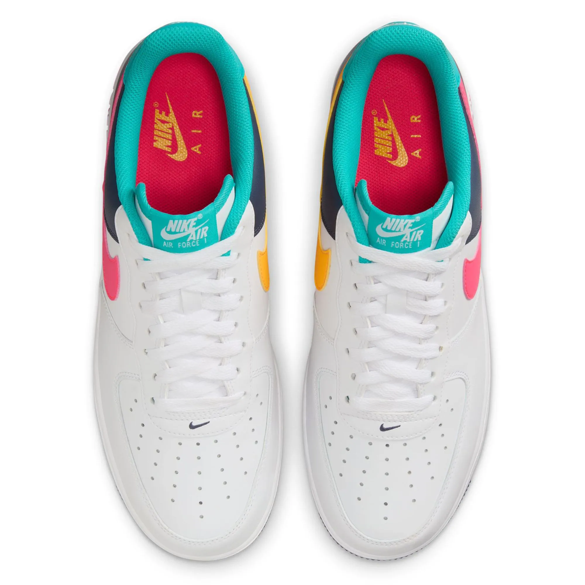 Nike Men's Air Force 1 Low '07 Shoes - Neon Blue / Teal / Green / Gold