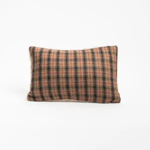 Plaid and Shearling Small Lumbar Pillow