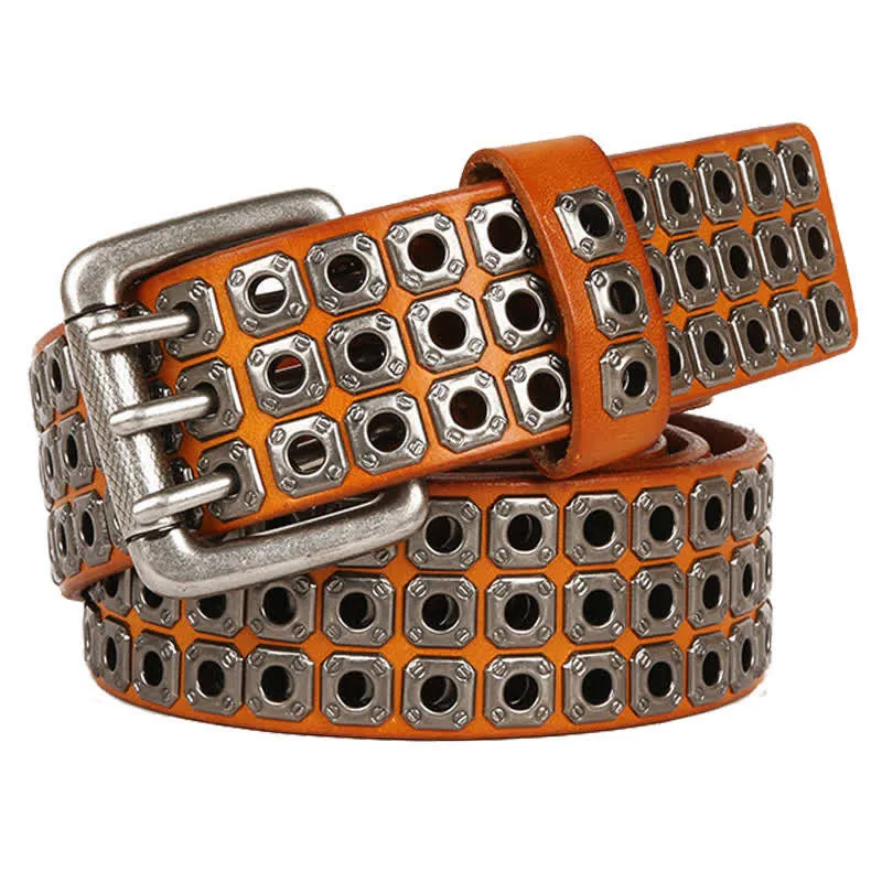 Punk Rock Heavy Metal Square Rivet Leather Belt