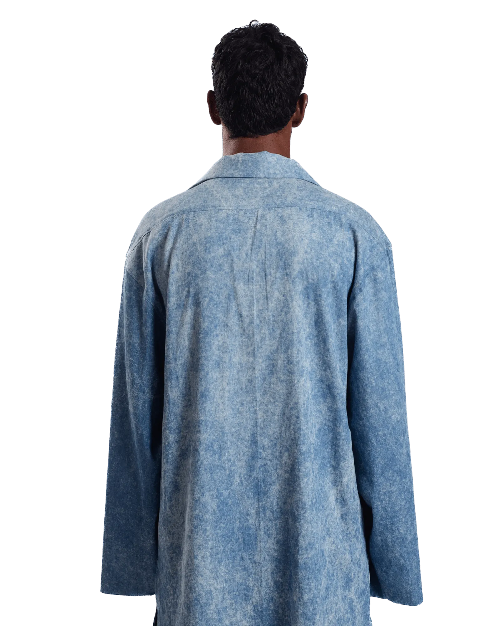 "Ocean Waves" Flared Acid Wash Denim Shirt