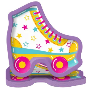 Retro Party Supplies - Roller Skate Shaped Paper Dessert Plates for 16 Guests