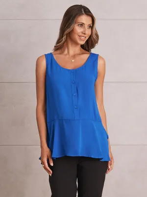 Reversible Maternity Button Front Smart Nursing Top in Blue