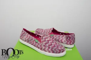 Sanuk Fiona Burgundy Chevron Shoes