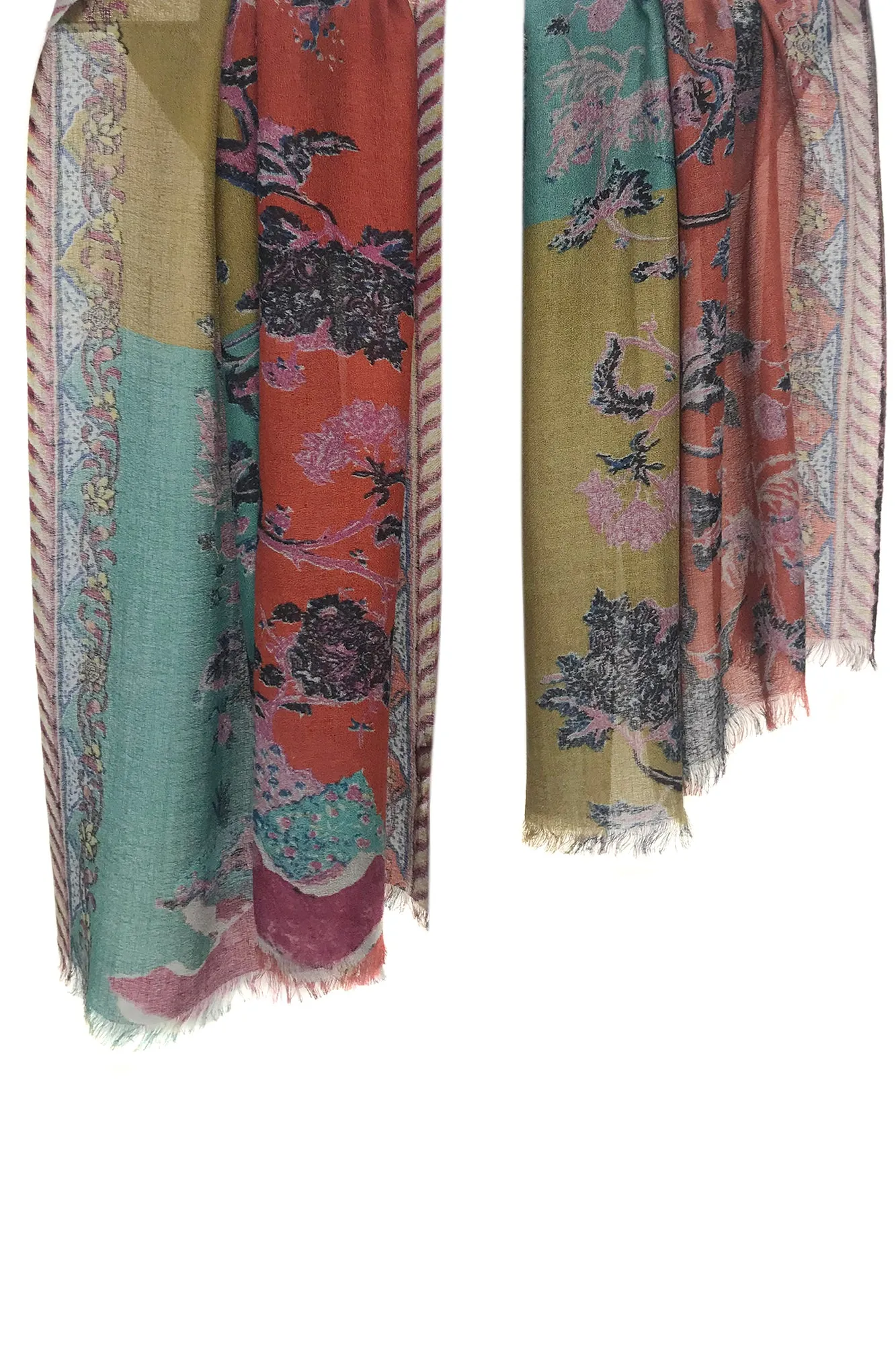 Silk Wool Cashmere Crepe - Colour burst scarf