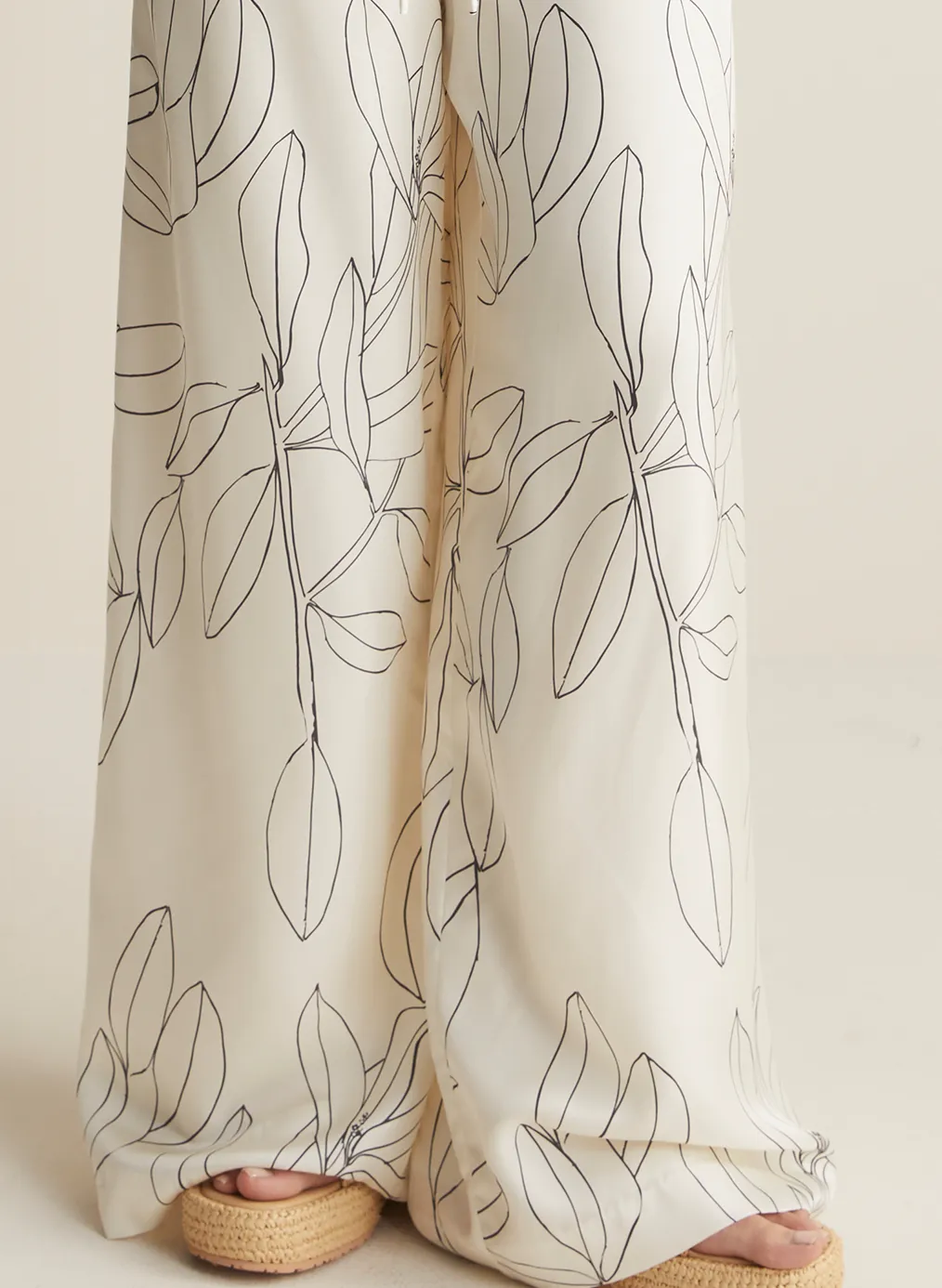 Sophia Silk Pant | Ficus Leaf Print