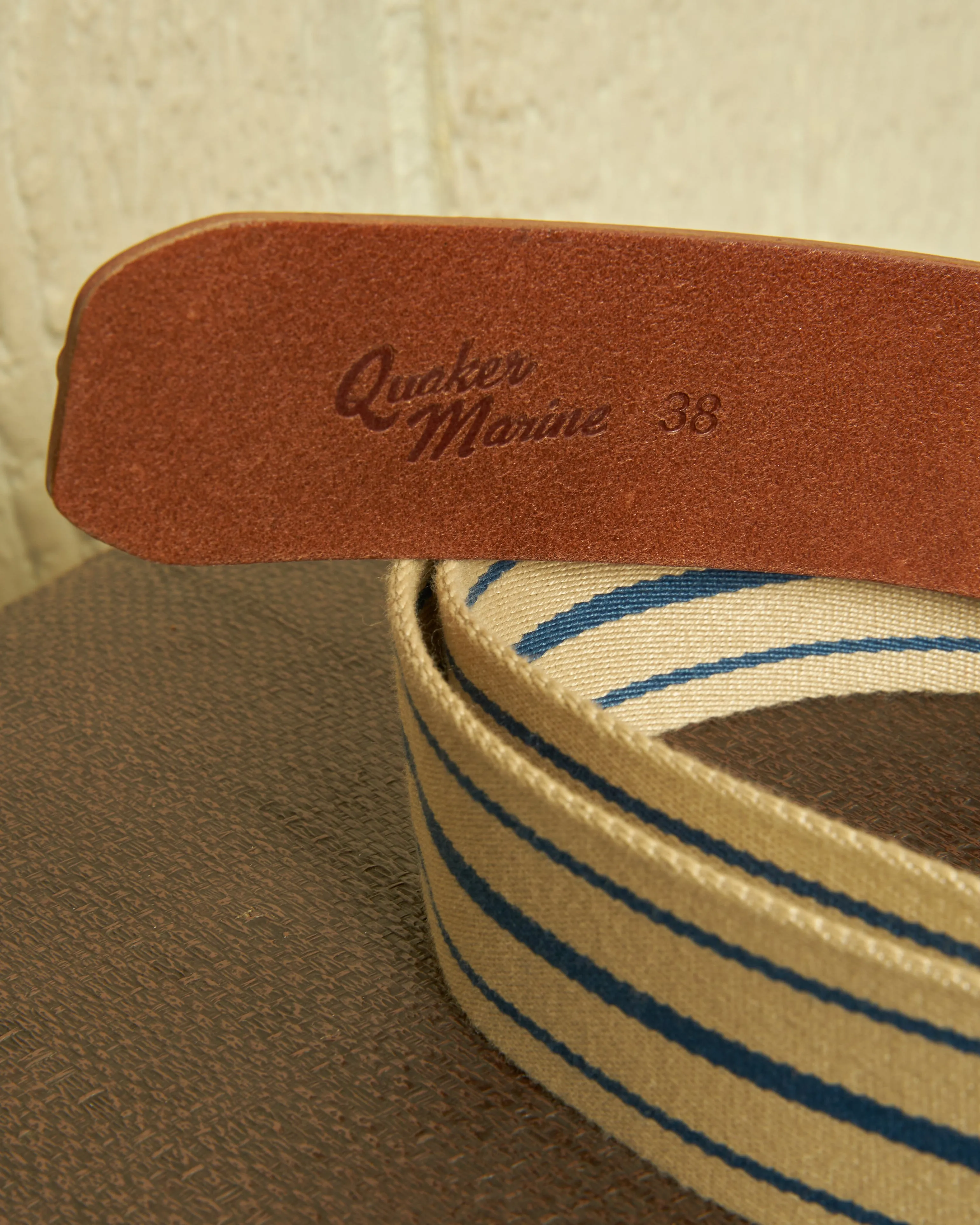 Surcingle Belt in Natural/Atlantic Blue Stripe