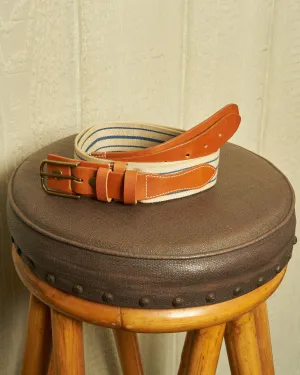 Surcingle Belt in Natural/Atlantic Blue Stripe