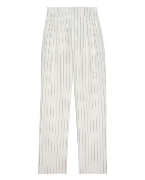 The Maker Trouser. -- Cream Pinstripe