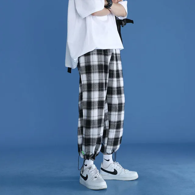 Trendy Plaid Streetwear Pants Men's New Comfortable Pant Summer Loose Comfortable Casual All-match Korean Joggers Trousers