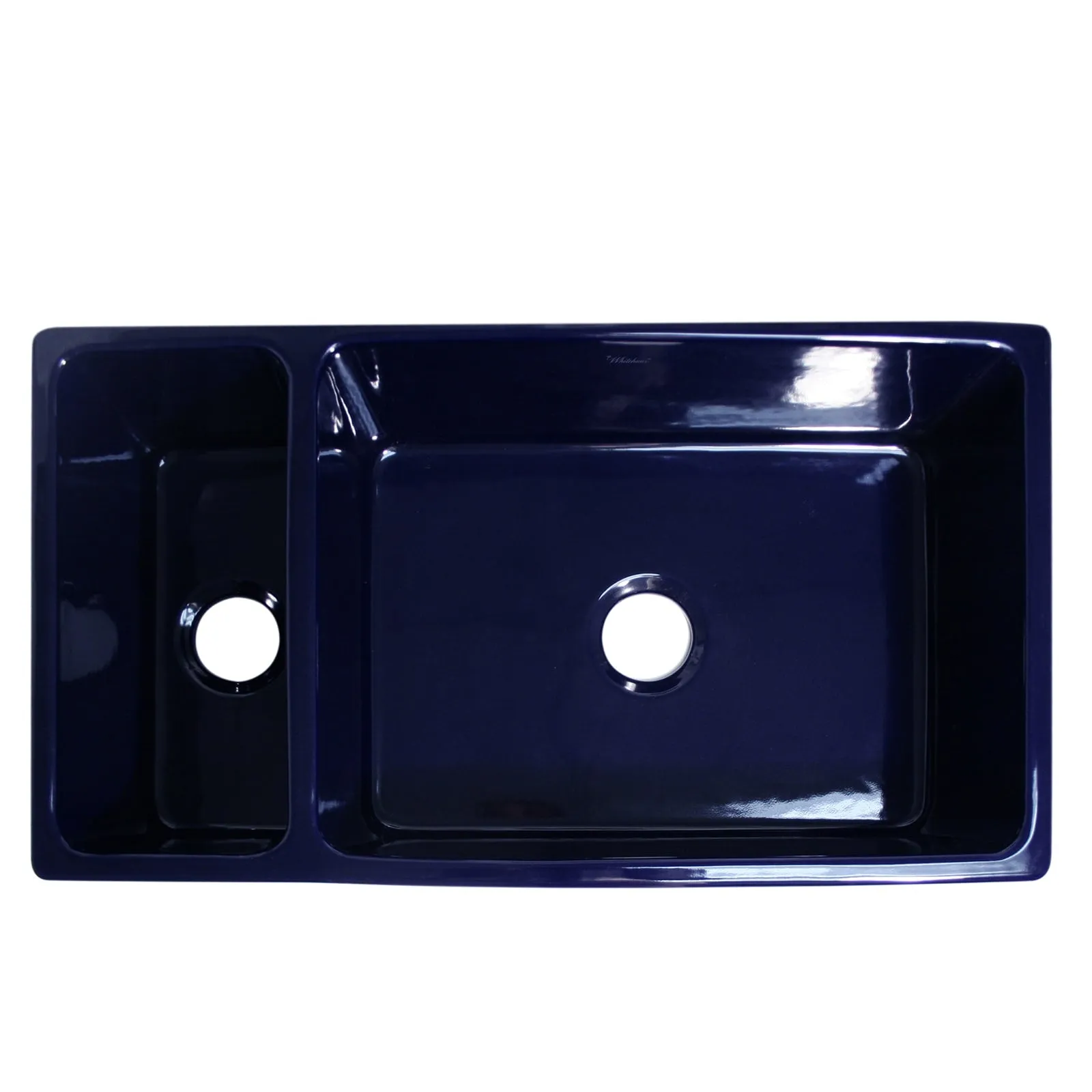 Whitehaus WHQDB542-BLUE Farmhaus Fireclay Quatro Alcove Large Reversible Sink with 2.5" Lip